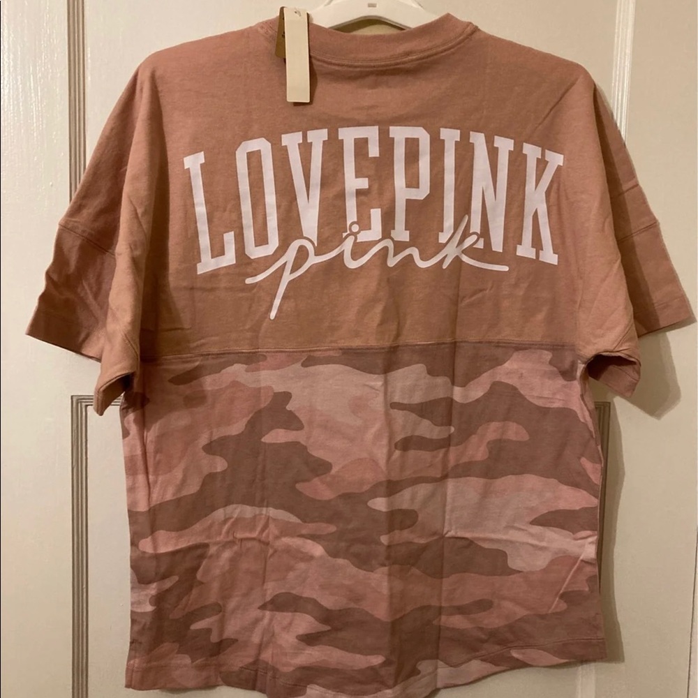 NWT PINK varsity crew neck tee